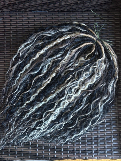 Handmade black blonde wavy DE dreadlock set with natural ombre color blend