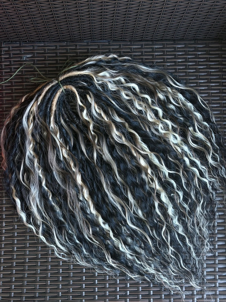 Full handmade black blonde dreadlock set with soft flowing wave texture